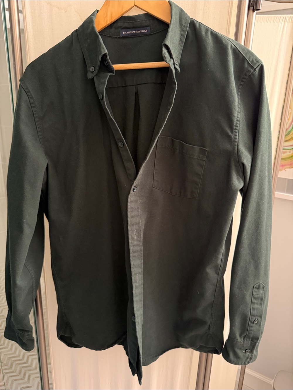 Brandy Melville oversized button down, dark green with chest pocket